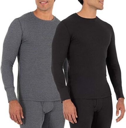 Fruit of the Loom Men’s Recycled Waffle Thermal Underwear Crew Top (1 and 2 Packs)