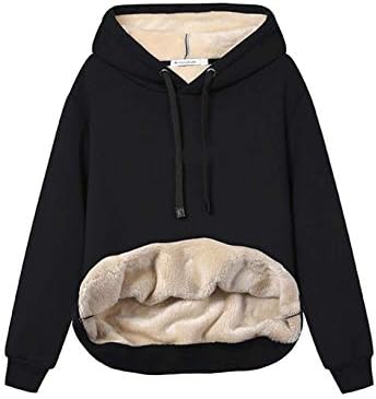 Haellun Womens Casual Winter Warm Fleece Sherpa Lined Pullover Hooded Sweatshirt