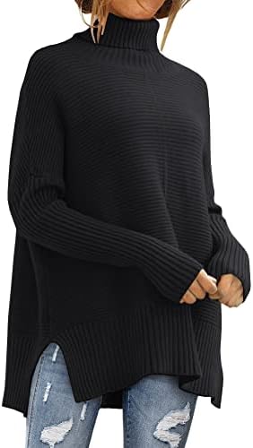 LILLUSORY Women’s Oversized Turtleneck Sweaters Fall Batwing Sleeve Ribbed Tunic Sweater