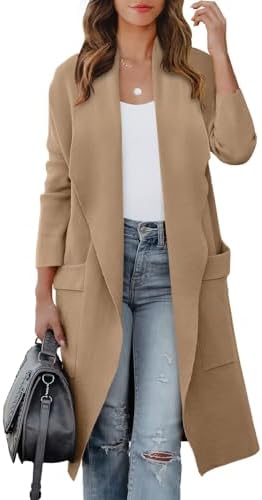 ANRABESS Women’s Long Cardigan Sweater 2024 Fall Fashion Casual Oversized Knit Open Front Coatigan Jacket Coat Trendy Outfits