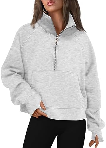 AUTOMET Womens Sweatshirts Half Zip Cropped Pullover Fleece Quarter Zipper Hoodies 2024 Fall Fashion Outfits Clothes