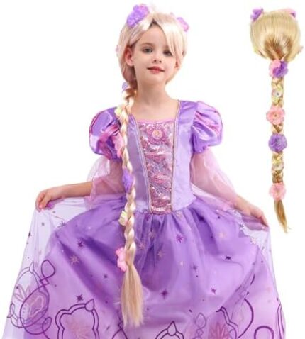 Lingway Toys Luxury Girls Princess Dress Up Costumes,Rapunzel Cosplay Dress With Accessories