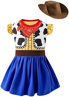 MOMMY’S NEW MAN Toddler Girls Cowgirls Cosplay Halloween Party Dress Up with Cowboy Hat 2-6Years