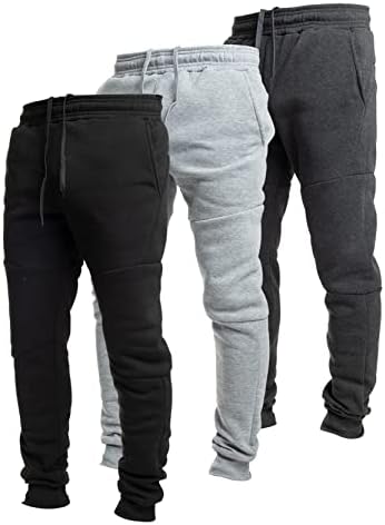 Ultra Performance 3 Pack Fleece Active Tech Joggers for Men, Mens Sweatpants with Zipper Pockets