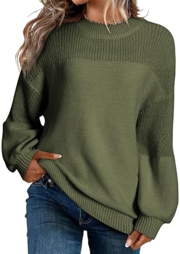 Dokotoo Women’s Casual Long Sleeve Sweaters Loose Crewneck Knit Solid Pullover Sweater Jumper Tops