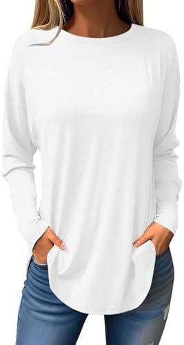 Womens Tops Casual Fall Hippie Tshirts Shirts Long Sleeve Cute Tops Winter Solid Color Tunic Sweatshirts Loose