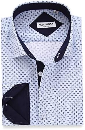 Alex Vando Mens Printed Dress Shirts Long Sleeve Regular Fit Button Down Shirt