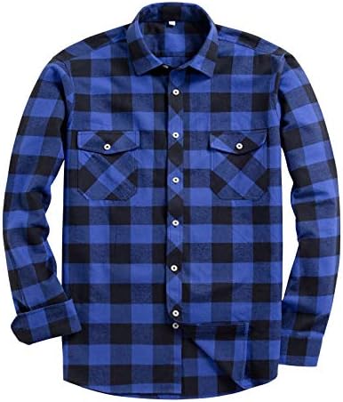 Alimens & Gentle Men’s Button Down Regular Fit Long Sleeve Plaid Flannel Casual Shirts