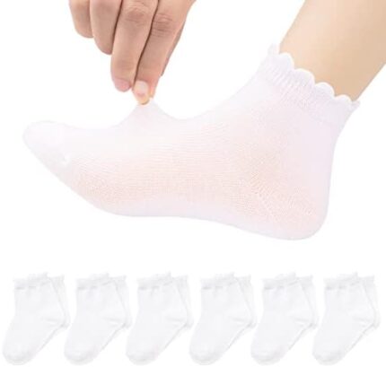 Looching 6 Pack Toddler Baby Girls Boys No Show Ankle Socks Cotton White Mesh Thin Low Cut Socks Kids 1-8Years