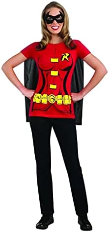 DC Comics Women’s Robin T-Shirt With Cape And Eye Mask