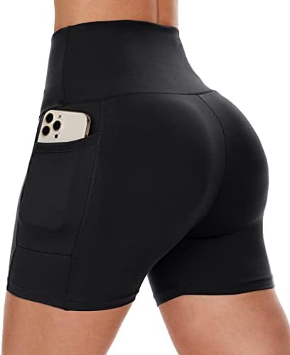 CAMPSNAIL Biker Shorts Women with Pockets – 3″/5″/8″ High Waisted Workout Spandex Tummy Control Gym Running Yoga Shorts