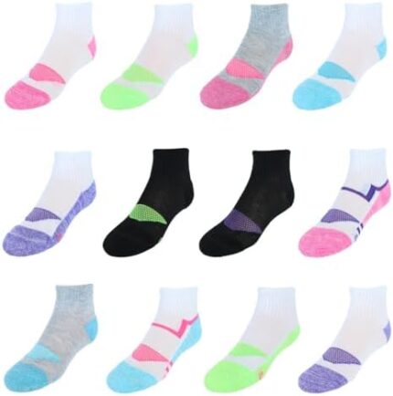 Hanes Girls’ Cool Comfort Ankle, 12-Pair Pack Fashion Liner Socks