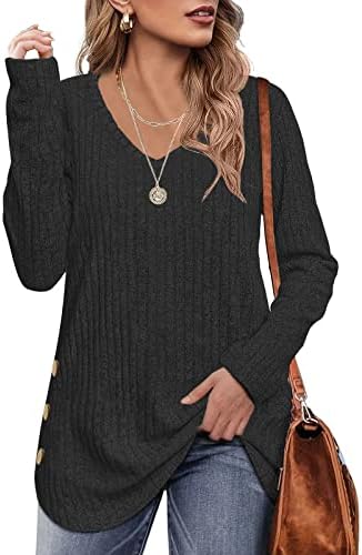 Womens Tops Fall Clothes Long Sleeve Shirts Casual Cozy Sweaters Ladies Fashion Tunics