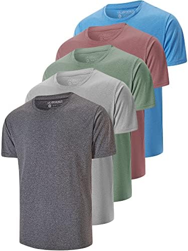 5 Pack Men’s Dry Fit T Shirts, Athletic Running Gym Workout Short Sleeve Tee Shirts for Men