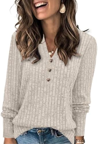 Sweaters for Women Fashion Long Sleeve Tops Pullover V Neck Casual Loose Sweatshirt