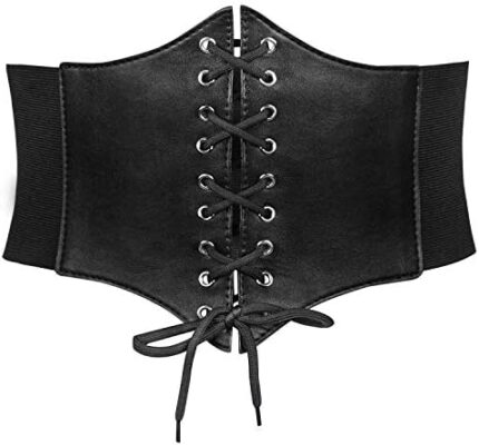 JASGOOD Women’s Elastic Costume Waist Belt Lace-up Tied Waspie Corset Belts for Women