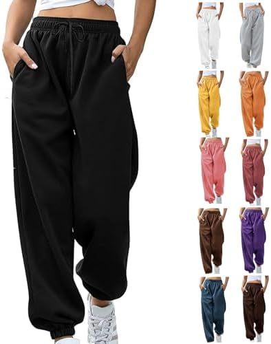 Womens Sweatpants 2024 High Waisted Baggy Sweatpants Joggers Sport Active Workout Jogger Pants with Pocket Trousers