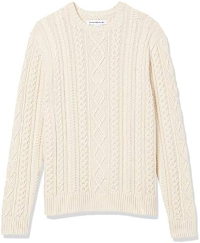 Amazon Essentials Men’s Long-Sleeve 100% Cotton Fisherman Cable Crewneck Sweater