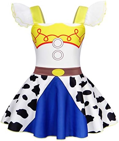 Jurebecia Jessie Costume for Little Girls Cowgirls Dress Up Birthday Party Lace Ruffle Sleeve Outfits