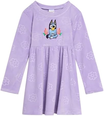 Bluey Girls Velour Skater Dress Toddler to Big Kid Sizes (2T – 10-12)