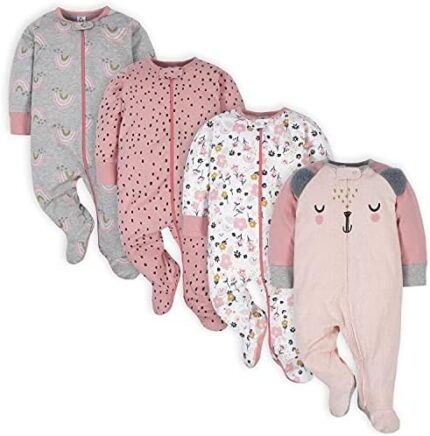 Gerber Baby Girls’ 4 Pack Sleep ‘N Play Footie