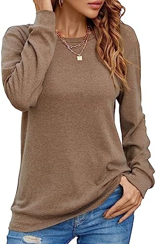 Women Long Sleeve Tops Casual CrewNeck Shirts Dressy Fashion Tunic Blouses