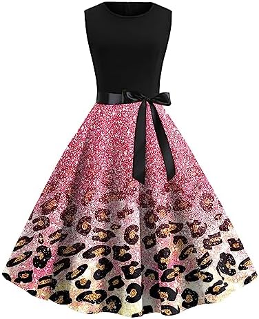 Women’s 50s 60s Vintage Rockabilly Cocktail Swing Dress 1950s Retro Audrey Hepburn Patchwork Flared Skater Prom Dress