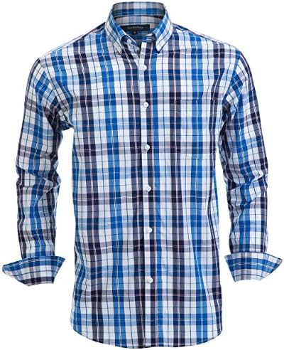 Double Pump Mens Button Down Shirts Cotton Long Sleeve Shirts Regular Fit