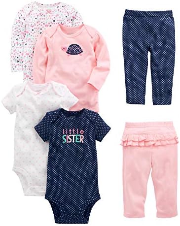 Simple Joys by Carter’s baby-girls 6-piece Bodysuits (Short and Long Sleeve) and Pants Set