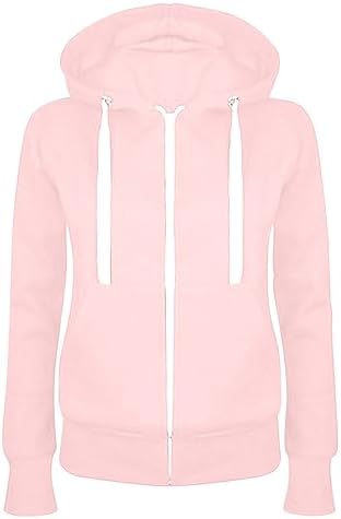 DOLKFU Zip Up Hoodies for Women Long Sleeve Loose Fit Hooded Pullover Drawstraing Casual Fashion Sweatshirts with Pocket