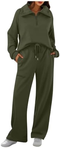 Womens 2 Piece Outfits Lounge Half Zip Hoodie Sweatsuit Sets Oversized Sweatshirt Baggy Fall Fashion Sweatpants