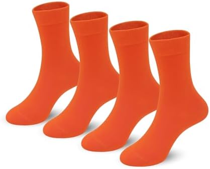 4-Pack Combed Cotton Viscose Kids Casual Socks Cool Crew Fashion Neon & Solid Colors Dress Socks Elastic Fit for Girls Boys