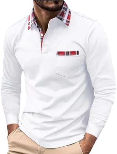 Mens Linen Shirt,Men’s Polo Shirts Short Sleeve Cotton 3 Button Classic Fit Casual T-Shirt Golf Striped Shirts