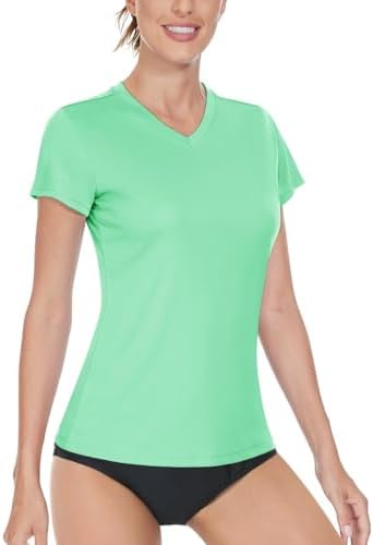 Boladeci Women’s V Neck T Shirts UPF 50+ Sun Protection Short Sleeve Quick Dry Workout Tees Shirts Athletic Tops