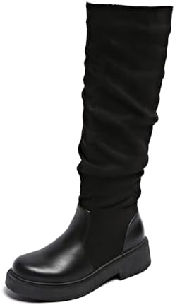 Women’s Fashionable Chunky Heel Riding Boots with Side Zipper -Durable & Stylish