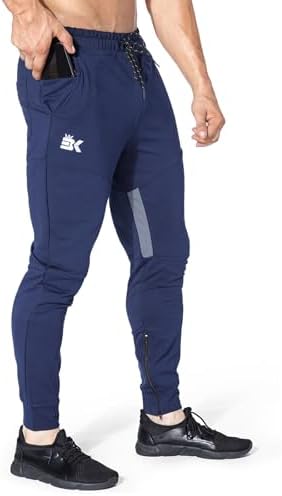 BROKIG Mens Gym Jogger Pants,Casual Slim Workout Sweatpants with Zipper Pockets Bodybuilding Athletic Pants