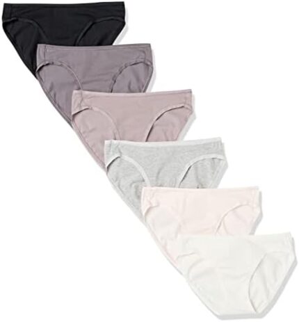 Amazon Essentials Women’s Cotton Bikini Brief Underwear (Available in Plus Size), Pack of 6