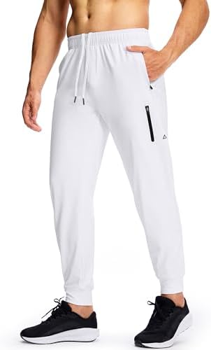 Men’s Athletic Joggers Sweatpants with Zipper Pockets Running Gym Track Workout Pants for Men