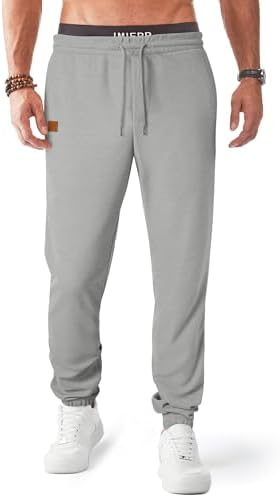 JMIERR Men’s Waffle Sweatpants Stretch Waist Drawstring Casual Tapered Joggers Gym Pants with Pockets