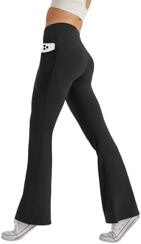 Women’s High Waist Flare Yoga Pants Tummy Control Casual Bootcut Leggings with Side Pockets