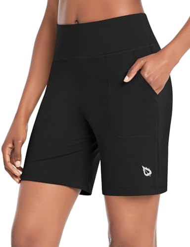 BALEAF Bermuda Shorts for Women High Waisted 7” Athletic Long Workout Running Shorts with 3 Pockets