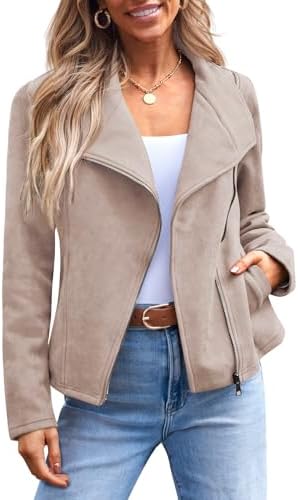 AUTOMET Womens Faux Leather Jackets Suede Fall Fashion 2025 Outfits Winter Clothes Open Front Cropped Coat Outwear