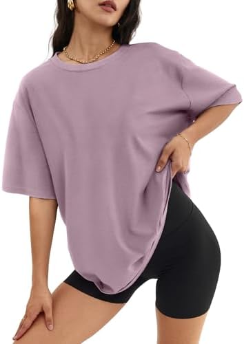 ATHMILE Womens Oversized T Shirts Loose Fit Crewneck Short Sleeve Tops Summer Casual Blouse Y2K 2025 Basic Tee