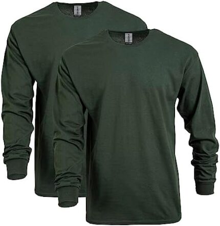 Gildan Adult Heavy Cotton Long Sleeve T-Shirt, Style G5400, 2-Pack