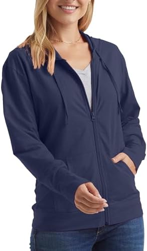 Hanes Women’s Slub Knit Full-Zip Hoodie, Textured Cotton Zip-Up T-Shirt Hoodie for Women