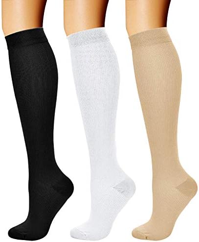 CHARMKING Compression Socks for Women & Men Circulation (3 Pairs) 15-20 mmHg is Best Support for Athletic Running Cycling