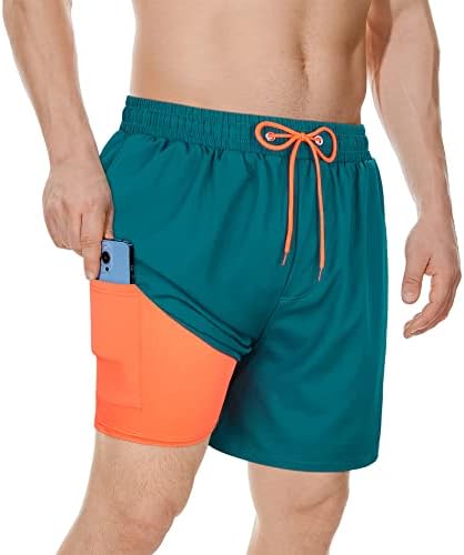 American Trends Men’s Swim Trunks Board Shorts Quick Dry Mens Swimming Trunks with Compression Liner