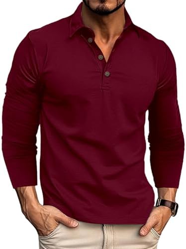 Uni Clau Mens Polo Shirts Casual Knit Sweater Polo Shirts Fashion Long Sleeve Collared Golf Polo T Shirts