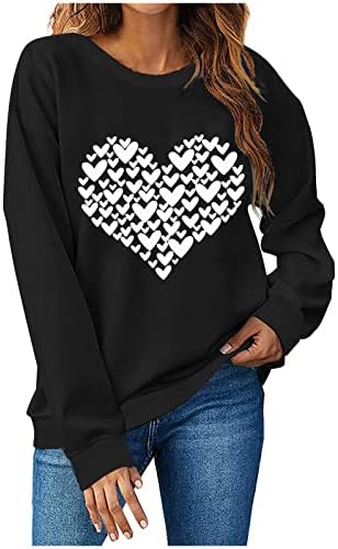 Valentines Shirts for Women Spring Fashion Long Sleeve Heart Graphic Tee Shirts Causal Blouse Tops Valentines Gift