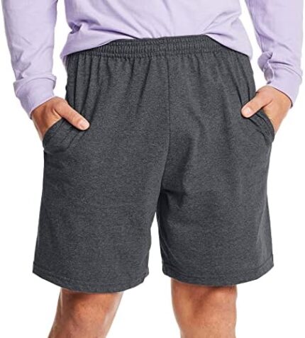 Hanes Men’s Athletic Shorts, Favorite Cotton Jersey Shorts, Pull-On Knit Shorts with Pockets, Knit Gym Shorts, 7.5″ Inseam